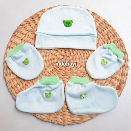 Topi Sarung Tangan Kaki Bayi Polos idr 22rb per set