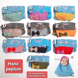 Kerudung Baby Hana Peplum 0-3th idr 26k per pc