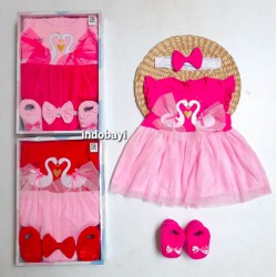 Baby Gift Set Dress set bando sepatu Angsa Tutu 0-9bl idr 75k/set