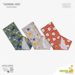 Bedong Bayi Velvet Junior Savanna Soul idr 120rb per pack isi 3pc
