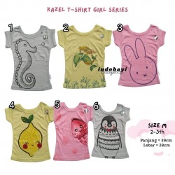 Ukuran M 2-3th Kazel Tshirt Kaos Bayi Anak Modern Girl Panda, Lolypop, Mermaid Edition