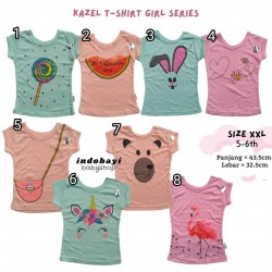  Ukuran XXL 5-6th Kazel Tshirt Kaos Bayi Anak Modern Girl Panda, Lolypop, Mermaid Edition